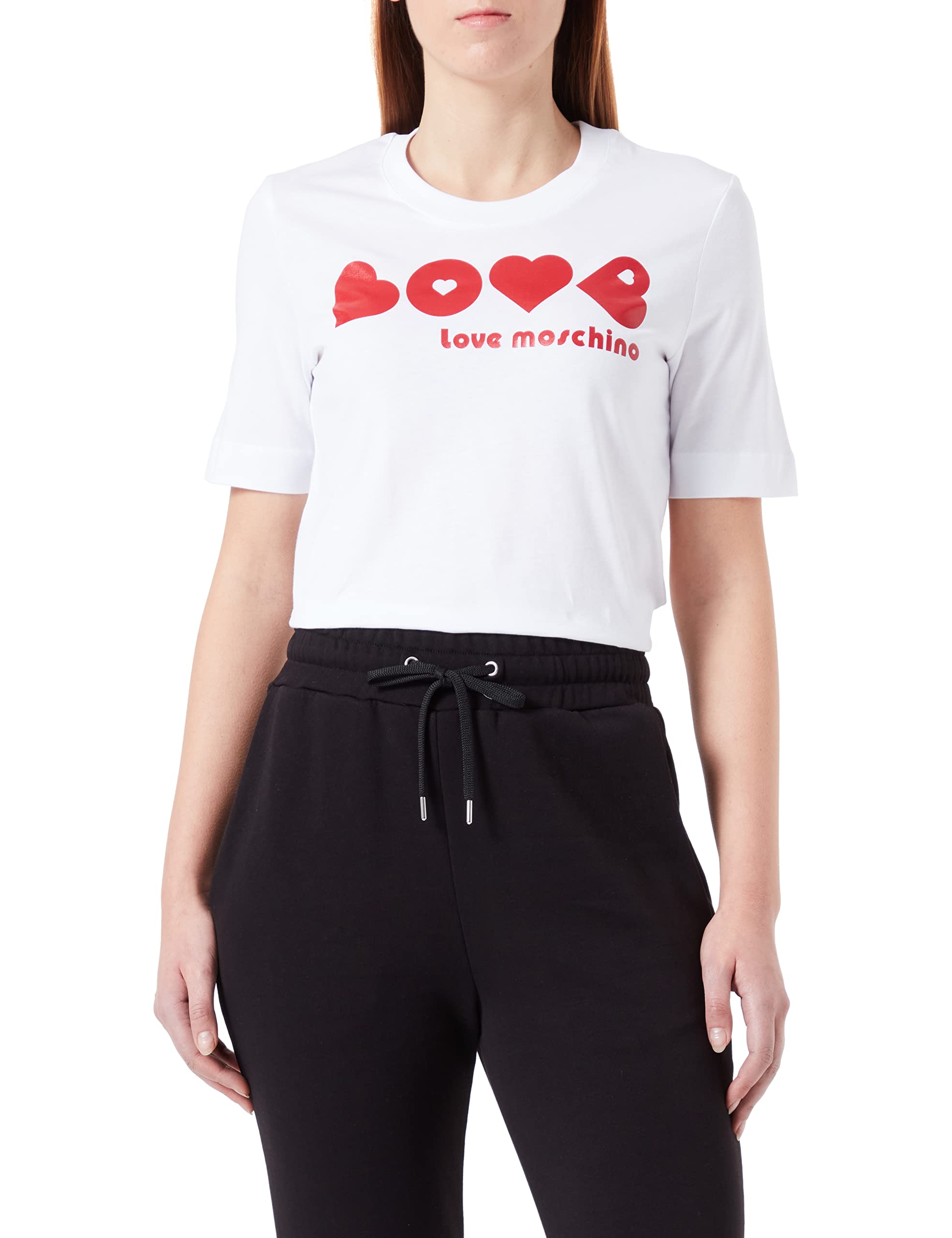 Love Moschino Women's Regular fit Short-Sleeved T-Shirt, Optical White, 42