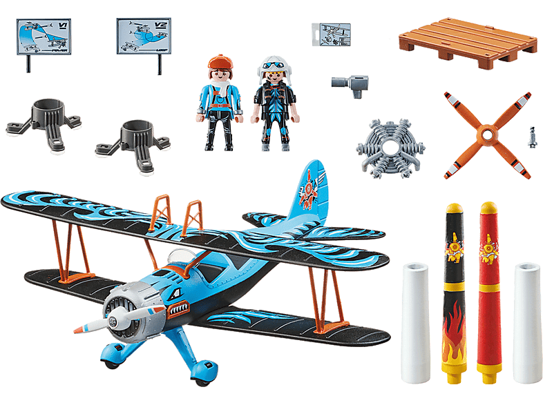 PLAYMOBIL 70831 Air Stuntshow Doppeldecker "Phönix" Spielset, Mehrfarbig