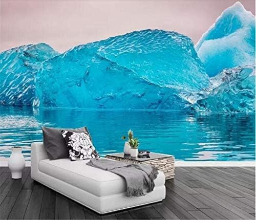 XLMING Elegant Cyan Blau Eisberg Seelandschaft Bilder 3D Tapeten Home Esszimmer Sofa Schlafzimmer Wohnzimmer TV Hintergrund-300cm×210cm