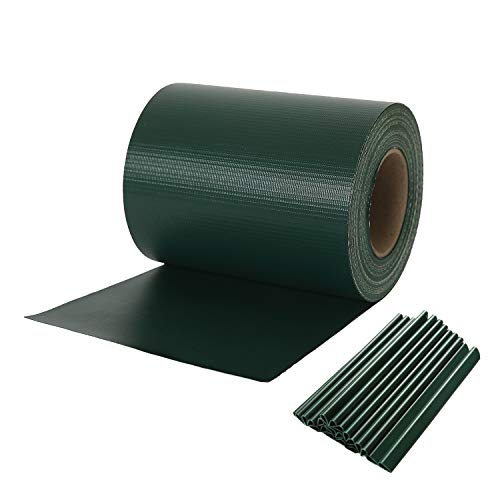 Naimorui PVC Sichtschutzfolie Sichtschutzstreifen Garten Sichtschutz Zaun Inkl. 20 x Befestigungsclips 450g/m² - Diverse Modelle - (19cm*35m Grün)