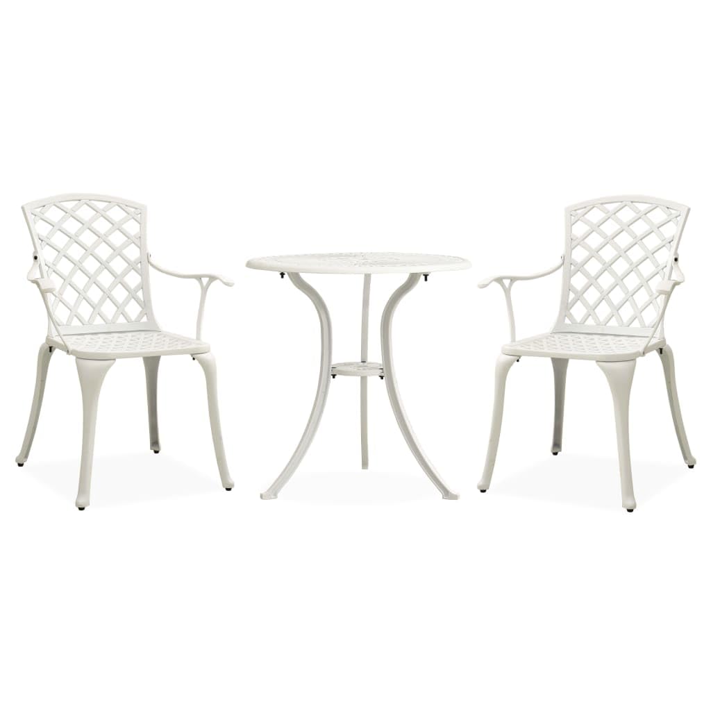 Lauuoeriau Home Items, 3-teiliges Bistro-Set, Aluminiumguss, weiß, Anzugmöbel