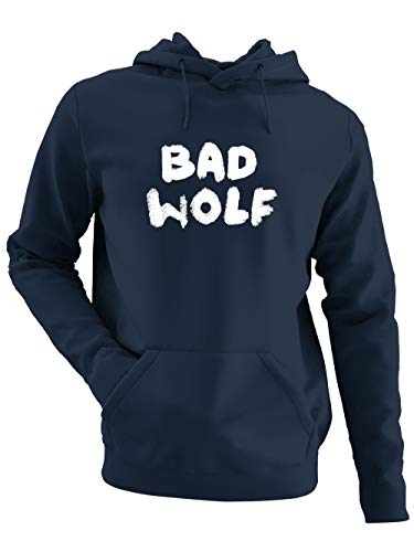 clothinx Bad Wolf | Serien und Zeitreise Text-Design Für Rose | Perfekt Für jeden Begleiter und alle Fans des Doktors Herren Kapuzen-Pullover Navy Gr. S