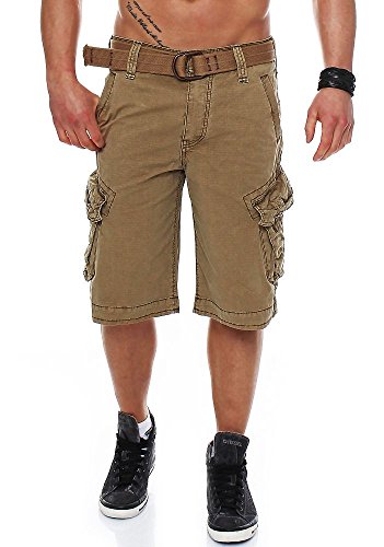 Jet Lag Herren Cargo Shorts Take off 3 (16) mit Gürtel gold W34