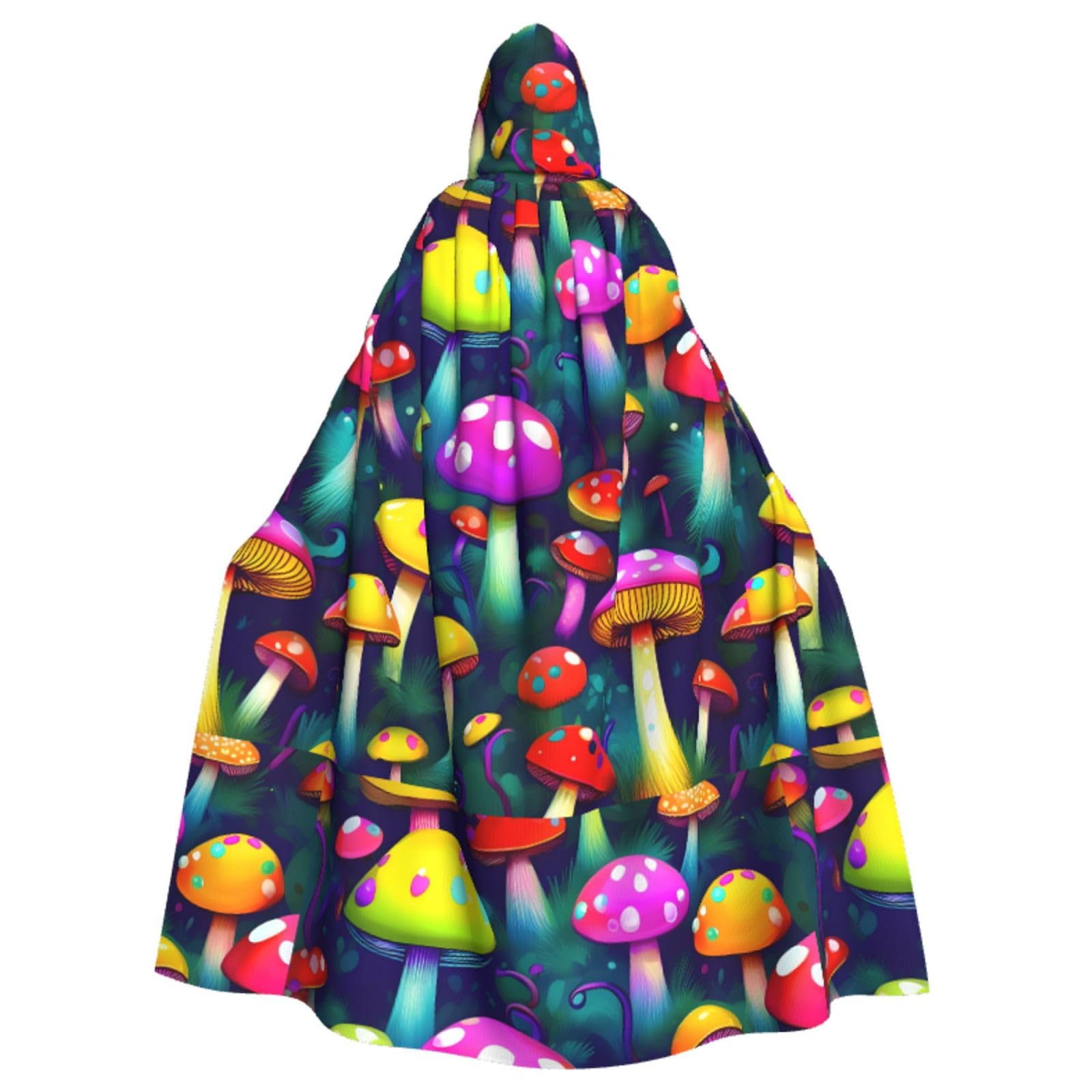 WURTON Bright Mushrooms Kunstdruck Eleganz, Kapuzenumhang für Halloween, Karneval, Mottopartys, Cosplays, Erwachsene, Unisex