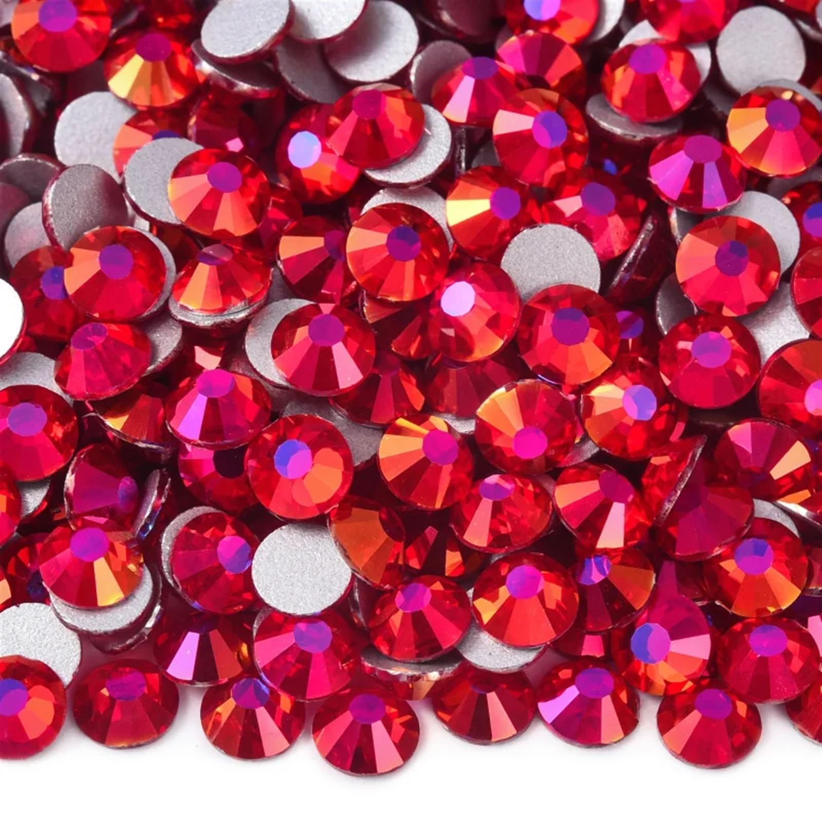 Bulk Flatback Strasssteine, Kristall Hotfix, 1000 Stück SS3–SS34 Glitzer-Strasssteine, nicht Hotfix, Edelsteine, Glas, flache Rückseite, Diamant for Nagelkunst, Nagel-Charms, Kleid(Magenta Light,SS10)