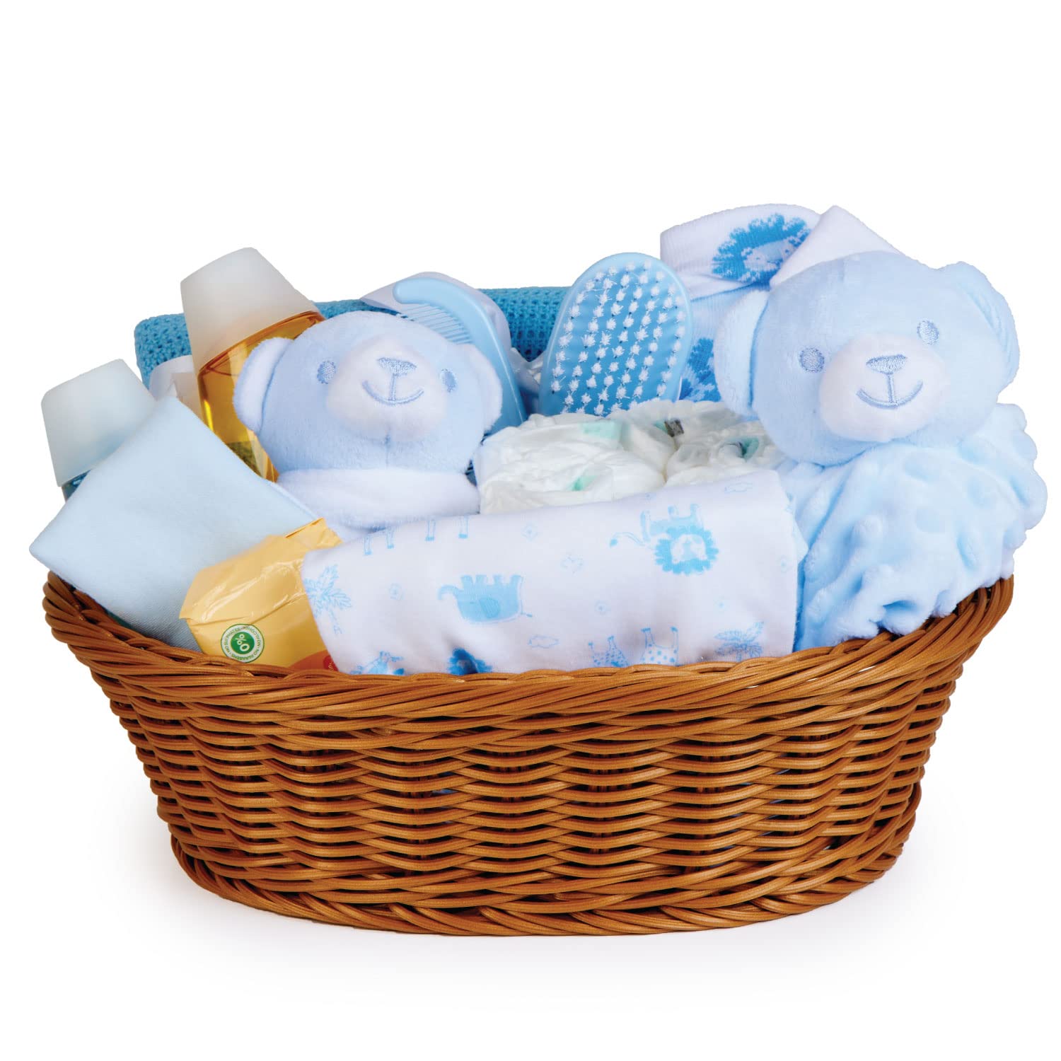 Baby Box Shop Baby Shower Geschenke Jungs - 18 Baby Set Neugeborene Junge, Neugeborenen Geschenk Junge, Baby Junge Geschenk Geburt Korb - Baby Geschenkset, Baby Korb Für Neugeborene - Blau