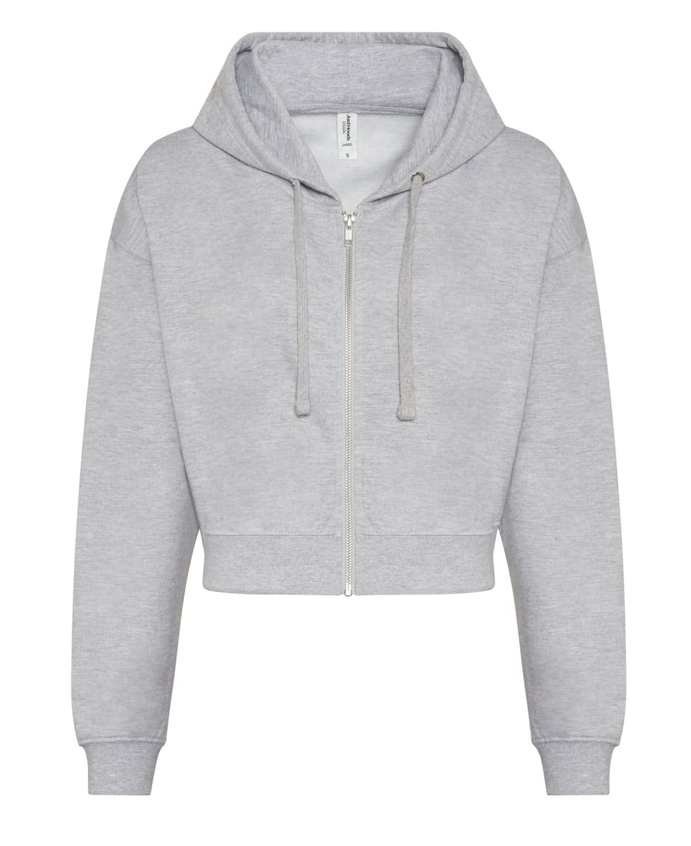 noTrash2003 Damen Hooded Full-Zip Sweatjacke Sweatshirt Hoodie mit Reissverschluss Cropped Abgeschnitten Bolero Style XXS-XL in 5 Farben (M, Grau (Heather Grey))