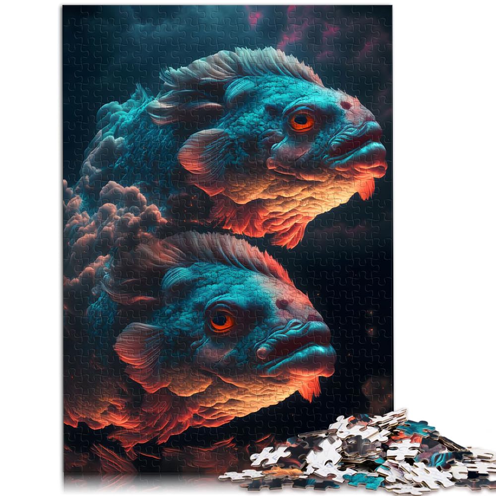 Puzzle-Geschenk, Verträumte Wolke, Fische, 1000-teiliges Puzzle für Erwachsene, Holzpuzzle zum Stressabbau, schwierige Herausforderung, 1000 Teile (50 x 75 cm)