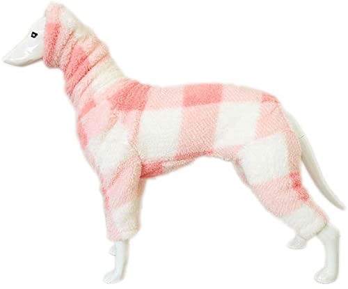 Volle Abdeckung Hund Fleece-Pullover mit Beinen, Winter Hundemäntel Körper Jacke Gemütliche Kleidung Onesie für Kleine Mittlere Große Hund Outdoor Oder Indoor (Color : Pink-White, Size : L)