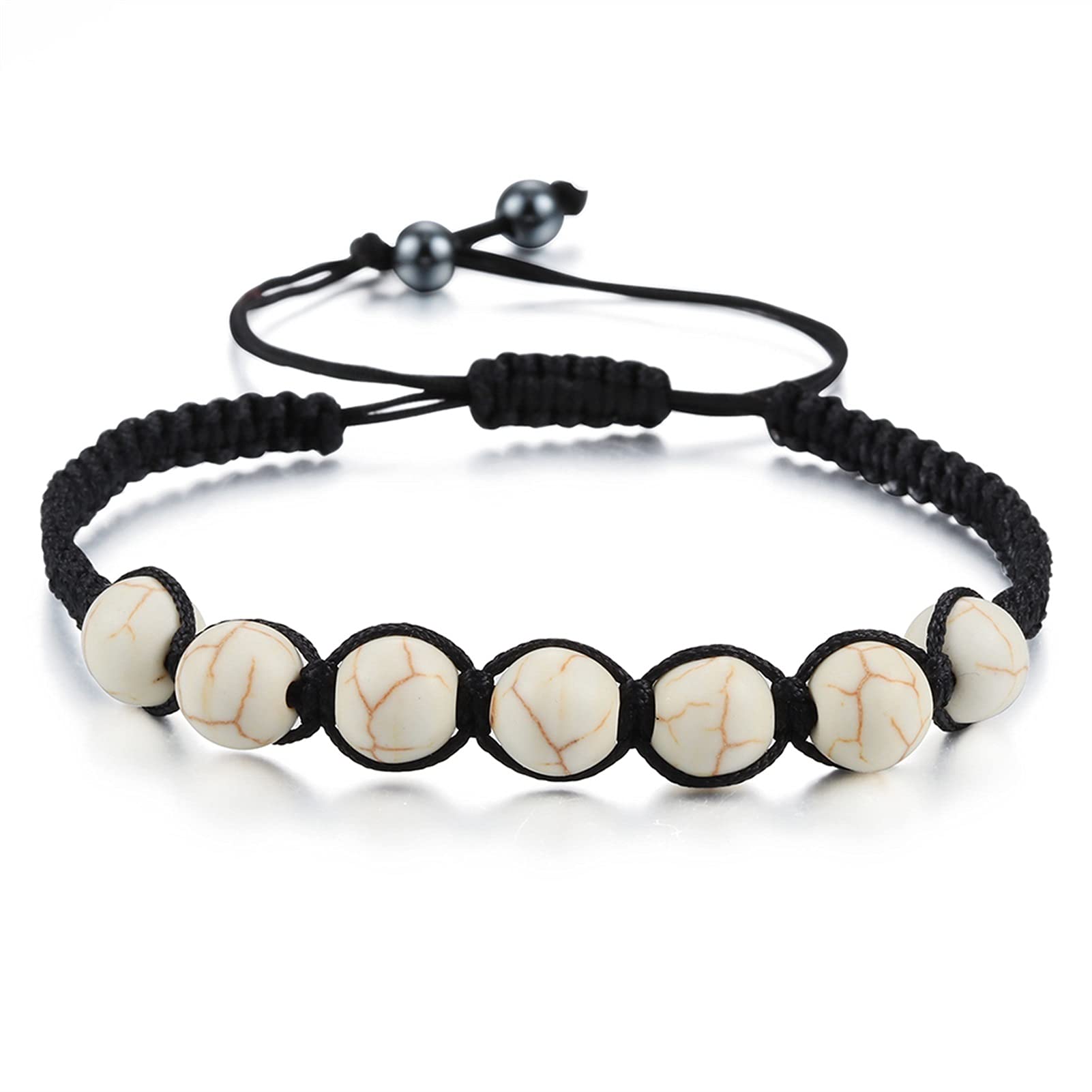 YIHANSS Kristallraue Trendige geflochtene Nylonseilperlenarmbänder Frauen Männer Naturstein Karneol Imitation Bernstein Strang Armband Armreif Geschenk Reiki-Armbänder (Farbe: Beige, Größe: Beige)