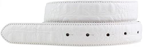 BELTINGER Gürtel mit Krokoprägung ohne Schnalle 3 cm | Leder-Gürtel für Damen Herren 30mm Kroko-Optik | Kroko-Muster | Weiß 110cm