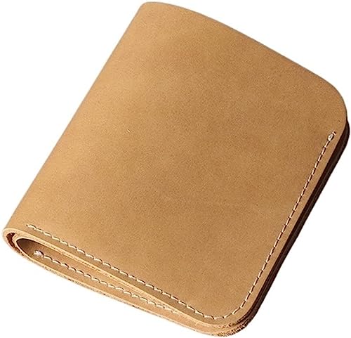 Karten-Geldbörsen, minimalistisch, handgefertigt, echtes Leder, Herren-Geldbörse, Bifold, 4 Kartenhalter, Leder-Geldbörse für Herren, schlanke kleine Geldbörse aus echtem Leder (Farbe: Auburn)