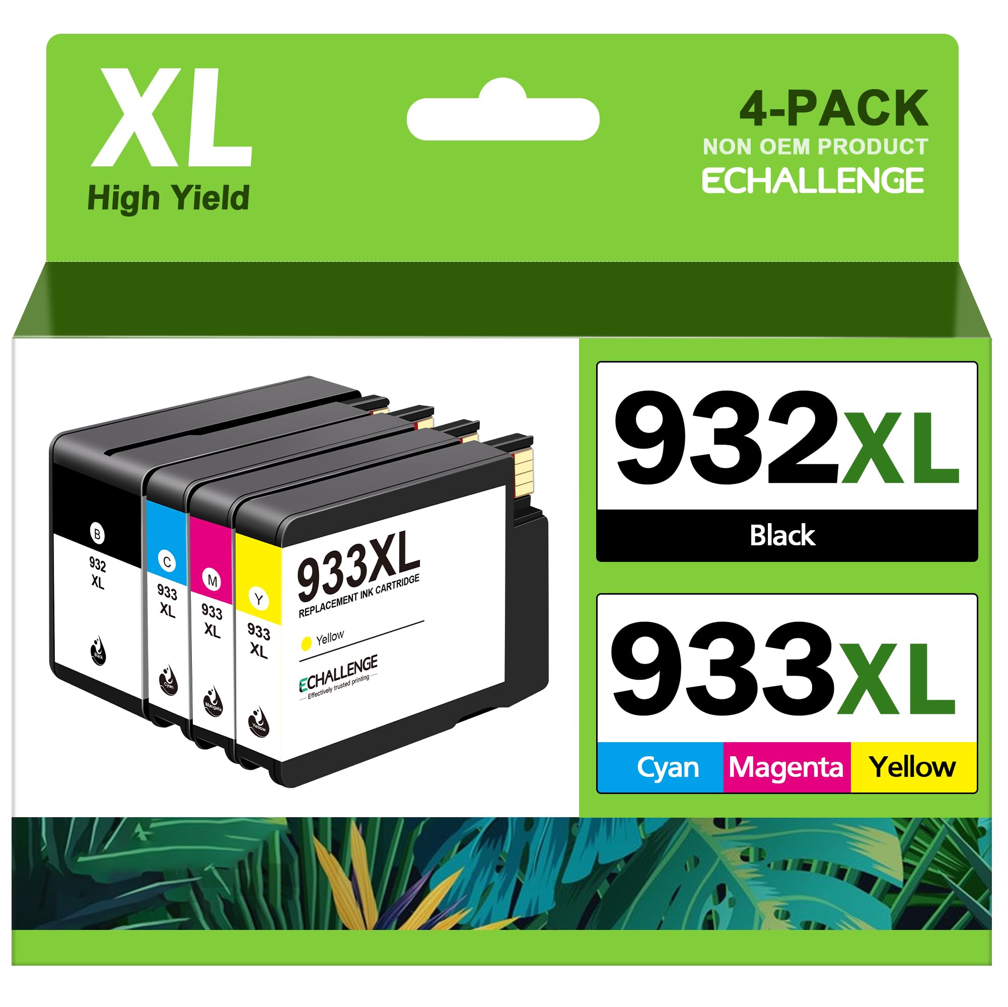 ECHALLENGE 933XL 932XL Multipack Druckerpatronen Kompatibel für HP 932 933 XL für HP Officejet 6700 Premium Patronen 7510 7612 7110 7610 6100 6600 Tintenpatronen(Packaging May Vary)