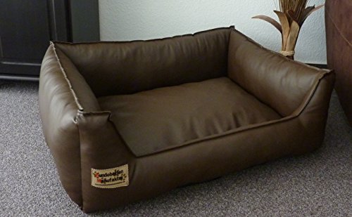 Hundebett Hundesofa Schlafplatz Kunstleder Similpelle Farbe und Größe wählbar von XS bis XXL (130 cm X 100 cm, braun)