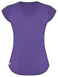 GO HEAVY Damen Fitness Funktions Sport T-Shirt Laufshirt Kurzarm Schnelltrocknend Yoga Sportoberteil | Mauve XL