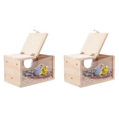 Toranysadecegumy 2X Sittich Nistkasten Transparent Vogelhaus für Käfig Holz Brutkasten für Papageien Sittiche Nymphensittiche Nymphensittiche Lovebirds