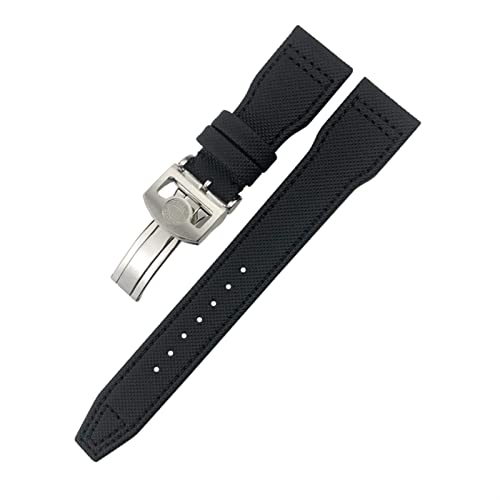 NEYENS Uhrenarmband für IWC Le Petit Prince Big Pilot Top Gun IW3777, schwarzes Sportfaser-Leinenarmband, 20 mm, 21 mm, 22 mm, Nylon-Lederarmband, 20 mm, Achat