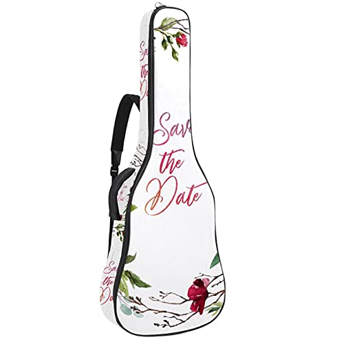 Gitarrentasche Schutz- und Transporttasche für akustische und klassische Gitarren wasserfest und gepolstert Aquarell speichern Sie das Datum 108.9x42.9x11.9 cm