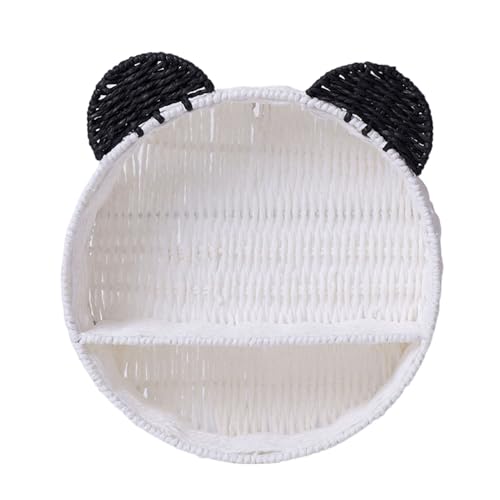 SUMMITDRAGON Panda Ear Floatings Shelves Imitative Rattan Woven Wall Shelf Hangings Storage Basket Small Plant Display Rack