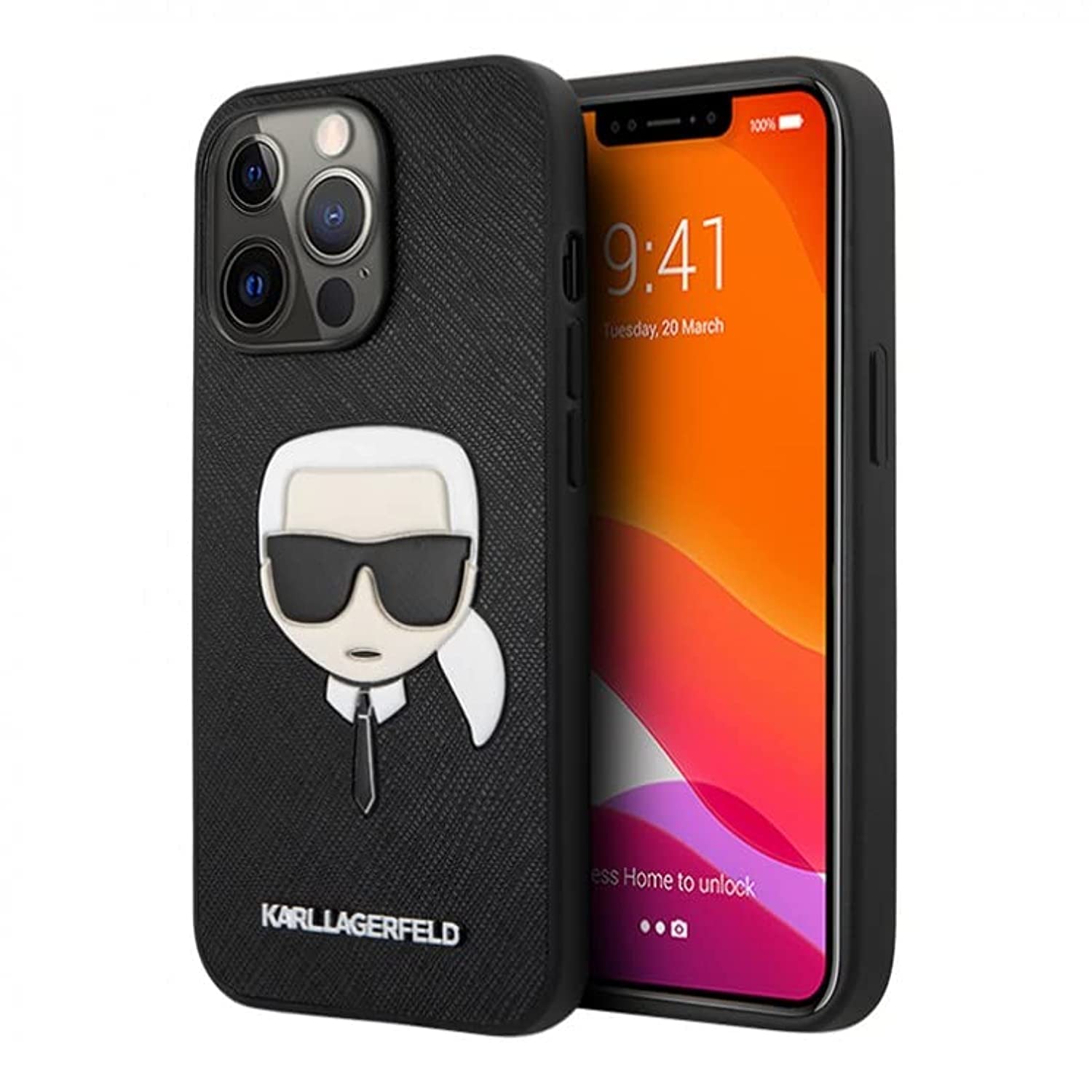 KARL LAGERFELD KLHCP13XSAKHBK Hülle für iPhone 13 Pro Max 6,7" schwarz Saffiano Ikonik Karl`s Head