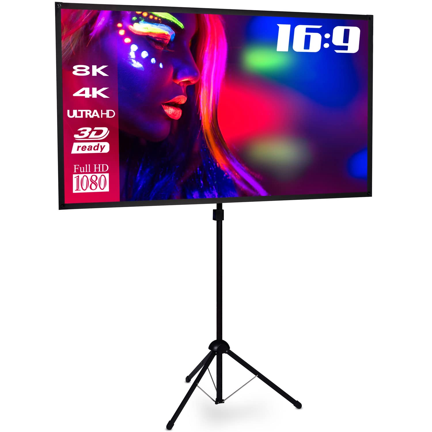 ESMART Expert X-Type Ultralightweight Stativ-Leinwand [Größenauswahl] 200 x 112 cm (90") 16:9 | Heimkino Beamer LCD LED | Schneller Aufbau | Vormontiertes Stativ | Tragetasche