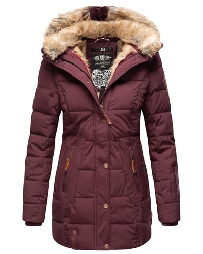 Marikoo Damen Winter Jacke Mantel Parka warm gefütterte Winterjacke B817 [B817-Lieblings-Olive-Gr.XS]