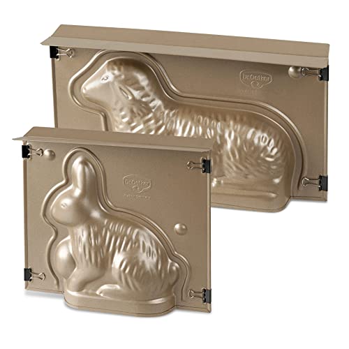 Dr. Oetker Osterbackformen-Set Goldiges Ostern, Hase- und Lamm-Backform (Farbe: Gold), Menge: 1 x 2 TLG. Set