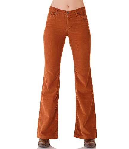 Comycom Damen Cord Bootcut Hose mittelbraun