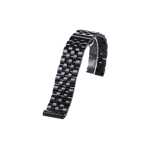 THBGTCNQ Flaches, gebogenes Endband, geeignet for herkömmliche 18–26 mm Uhrenarmbänder aus Edelstahl, Ersatzband(Black,24mm)