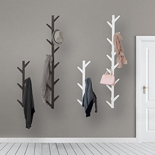 WEII Garderobe Massivholz Wand Hängende Dekoration Wohnzimmer Schlafzimmer Aufhänger Handtuch Rack, Weiß, 98 * 22 * 7cm