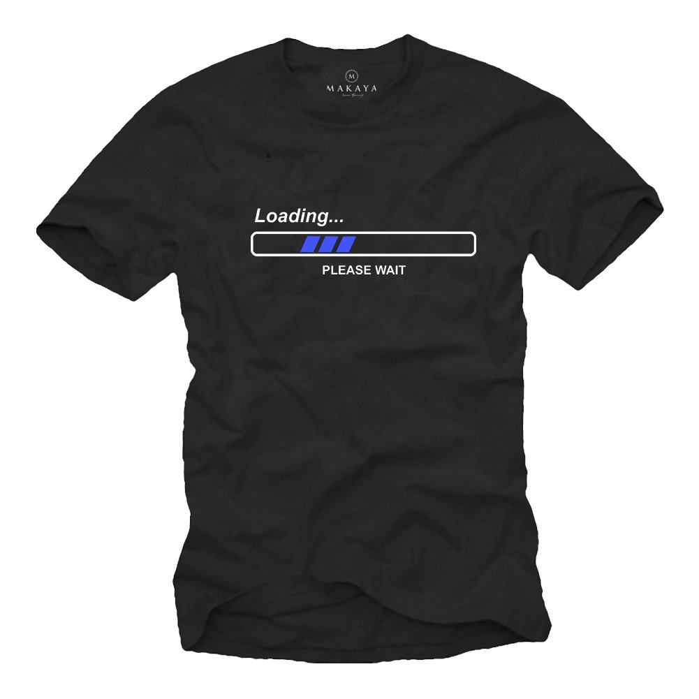 Cooles Geek T-Shirt mit Spruch Loading Please Wait schwarz Männer L