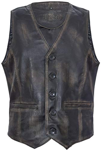 Infinity Leather Männer Ziege Wildleder Klassisch Smart Schwarze Leder Weste 2XL