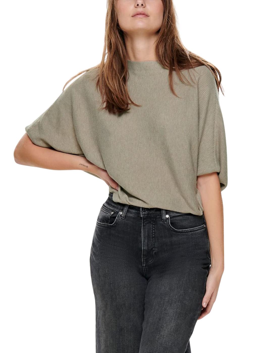 JDY Damen JDY New Behave Batsleeve trui. Knt Noos Pullover, Simply Taupe/Detail:melange, M EU