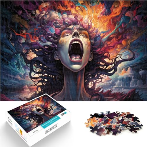 Spielzeug-Puzzle, Psychedelischer weiblicher Geist, 1000-teiliges Puzzle, Holzpuzzle, Familienspiel, Stressabbau, schwieriges Herausforderungspuzzle, 1000 Teile (50 x 75 cm)