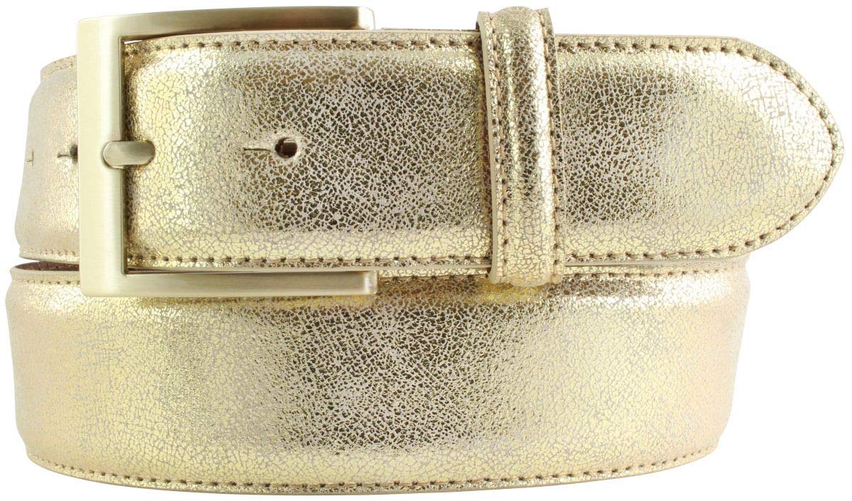 BELTINGER Goldener Gürtel in Metall-Optik 4 cm | Leder-Gürtel Metallic-Look 40mm | Metall-Ledergürtel in Gold | Gold 95cm