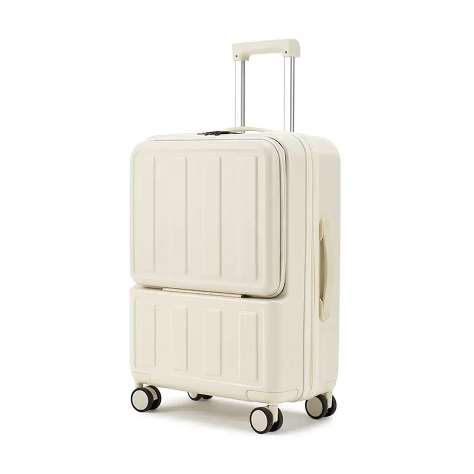 KJZQXYX Erweiterbares Gepäck mit Spinnerrädern, Koffergepäck mit Spinnerrädern, USB-Ladeanschluss, TSA-Zahlenschloss (white 20inch)