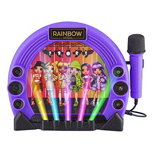 EKids RH-115.EMv22 Regenbogen-Boombox mit integriertem Mikrofon, blinkendes Licht, echtes Mikrofon