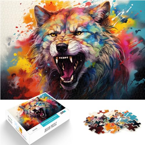 Puzzles Fantasie-Farbmalerei-Wolf Puzzles 1000 Teile Holzpuzzle Lustiges Geschenkspielzeug Puzzles Lernspiele Stressabbau-Puzzles （50x75cm）