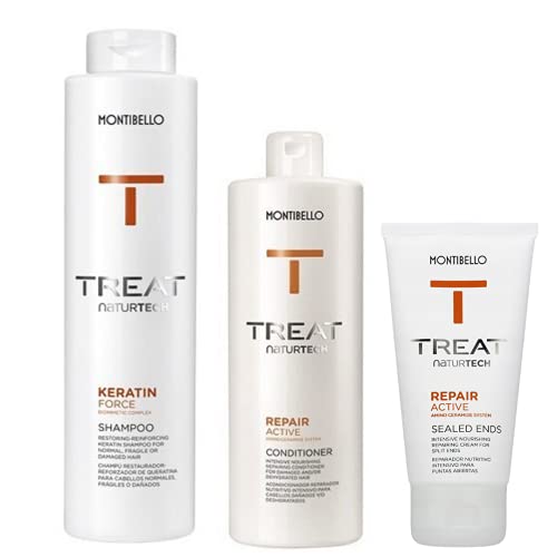 montibello naturtech Repair Active Shampoo 1000 ml, Conditioner, 750 ml und versiegelten Enden 75 ml