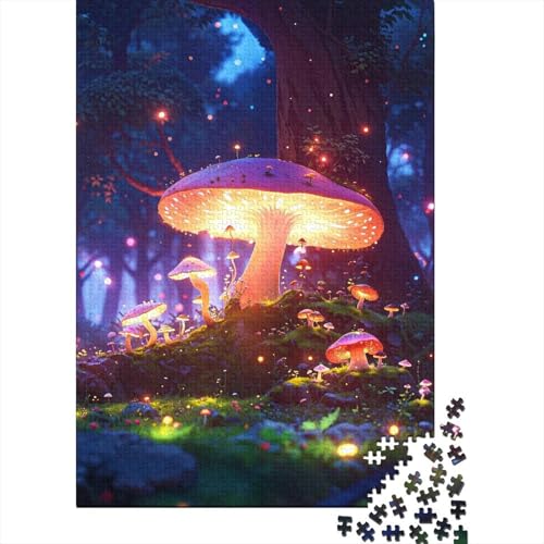 Leuchtende Pilze, Holzpuzzle für Erwachsene, 1000 Teile, für Erwachsene, schwierige Puzzles zum Stressabbau, zum Zeitvertreib zu Hause 29,53x19,69 Zoll