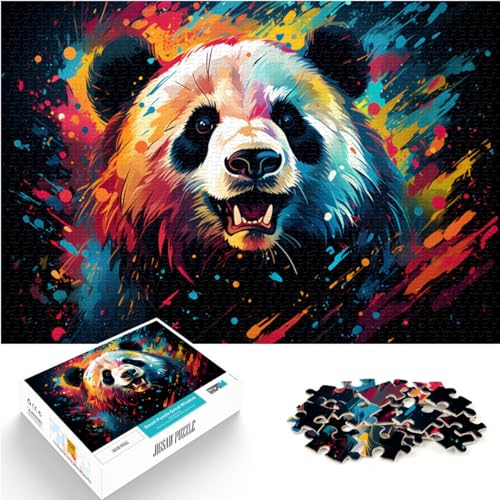 Puzzle-Spiele, farbenfrohes psychedelisches Panda-Puzzle, 1000 Teile, Holzpuzzle, Wanddekoration, einzigartige Geburtstags, 1000 Teile (50 x 75 cm)