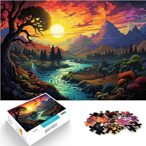 Puzzle Schöne farbenfrohe Flusslandschaft, 1000-teiliges Puzzle für Erwachsene, jedes Teil ist einzigartig – anspruchsvolles, unterhaltsames Familienspiel, 1000 Teile (50 x 75 cm)