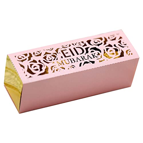 50 Stück Eid Süßigkeitenboxen Hohle Rose Blume Schloss Schokolade Geschenkboxen Islamisches Festival Happy Al-Fitr Event Party Supplies Schokoladenbox