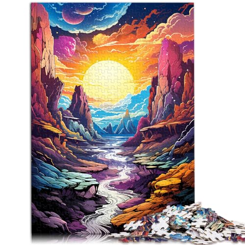 Spielgeschenk Puzzle Bunter Psychedelischer Canyon-Wasserfall Puzzle 1000 Teile Holzpuzzle Interessantes Puzzle zur Stressreduzierung 1000 Teile (50 x 75 cm)