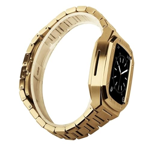 TONECY Mod Kit für Apple Watch Armband 45 mm, 41 mm, 40 mm, 44 mm, Luxus-Modifikation, Metall-Stahlgehäuse für iWatch Serie 8, 7, 6, SE, 5, 4, 3 (Farbe: Gold GG, Größe: 44 mm)