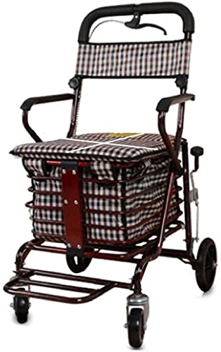 Rollator Walker Vierrad Ältere Einkaufswagen Multifunktionaler Handlauf mit Bremse Verstellbare Rückenlehne Lauflernwagen Rollator Rollator Rollator Trolley Teilen