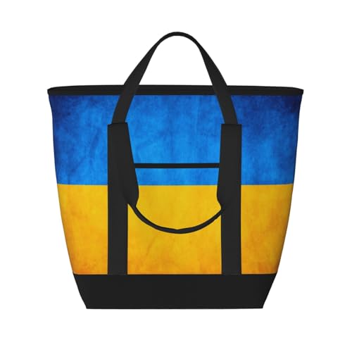 YQxwJL Isolierte Kühltasche mit ukrainischem Flaggenaufdruck, große Kapazität, Einkaufstasche, Reisetasche, Strand, wiederverwendbare Einkaufstasche für Erwachsene, Schwarz, Einheitsgröße