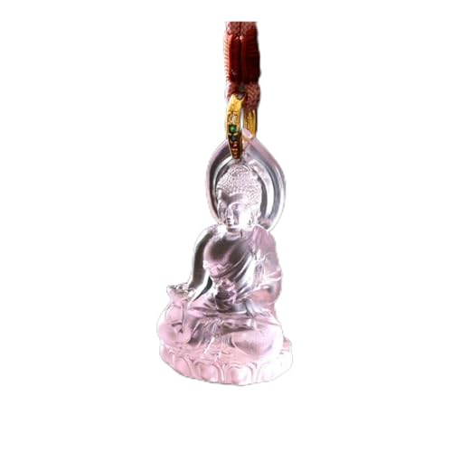 CKSEKD Foxi Buddha-Statue-Halskette, Dreidimensionaler Apotheker-Buddha-Anhänger Aus Glas, Unisex-Buddha-Statue-Halskette, Talisman, 1 Stück(Pink)