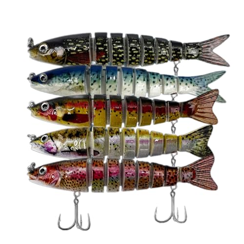 Mllepjdh 5 Stücke Mehrteilige Künstliche Angelköder Angelhaken Gelenk Swimbait Crankbait Angeln Realistische 3D Sinkende Schwimmköder