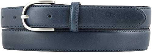 BELTINGER Damen-Gürtel aus Vollrindleder 2,5 cm | Schmaler Gürtel für Damen 25mm | Bombierter Ledergürtel | Marine 80cm